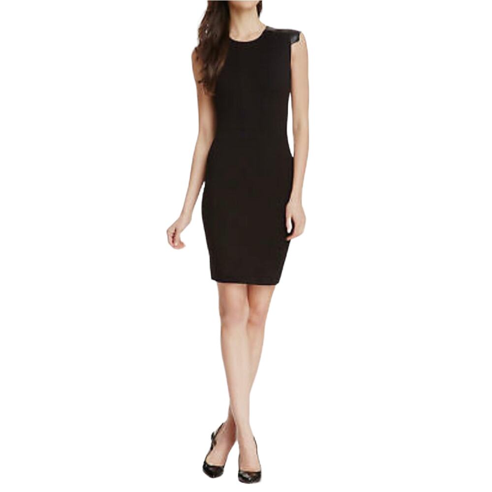 Ted Baker Eadha Leather Shoulder Black Sheath Dress Size 4